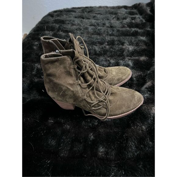Sam Edelman Millard Lace-Up Boots In Brown Khaki Suede 9.5 - Picture 1 of 4